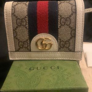Authentic Gucci Supreme Ophidia Wallet Card Case - Oatmeal